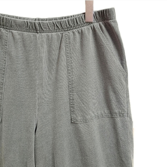 Hot Cotton Green Pull On Cropped Comfort Basic Pants Size Large Minimalist - Picture 6 of 11